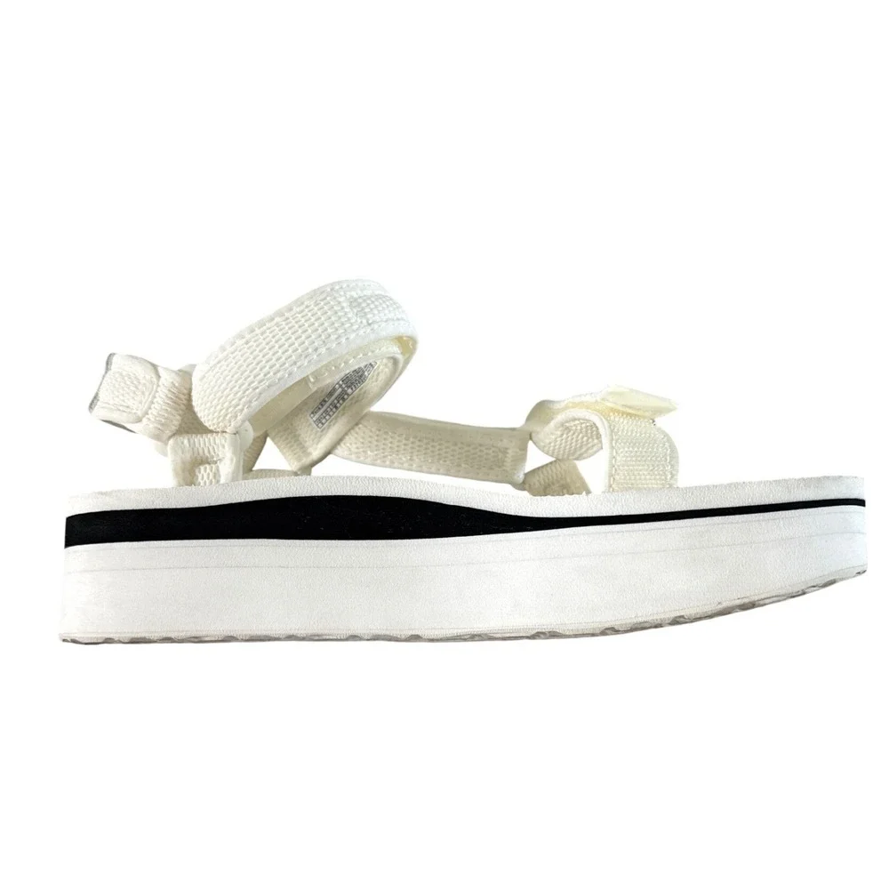 Teva Women's Flatform Universal Mesh Print Bright White Sandal US 8 EU 39‎ EUC